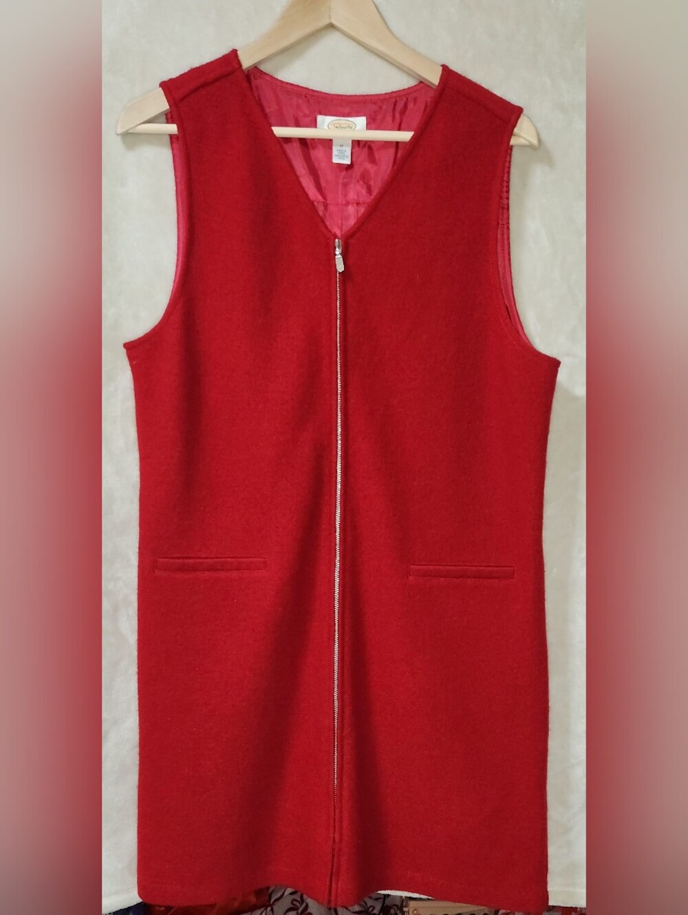 Talbots Petites Vintage Red Wool Full-zip Shift Dress Size 12